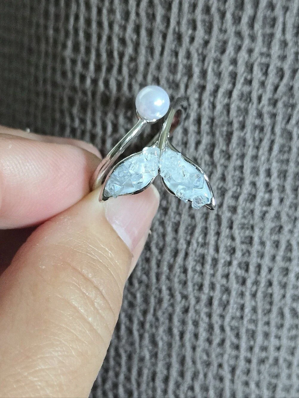 La Meno Fluke (Whale's🐋 Tail) and Freshwater Pearl Bypass Ring💍 - NIB - Picture 9 of 16